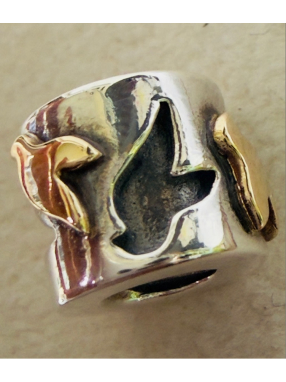 PANDORA | 14K GOLD & STERLING SILVER "LOVE BIRDS" CHARM (#790415)